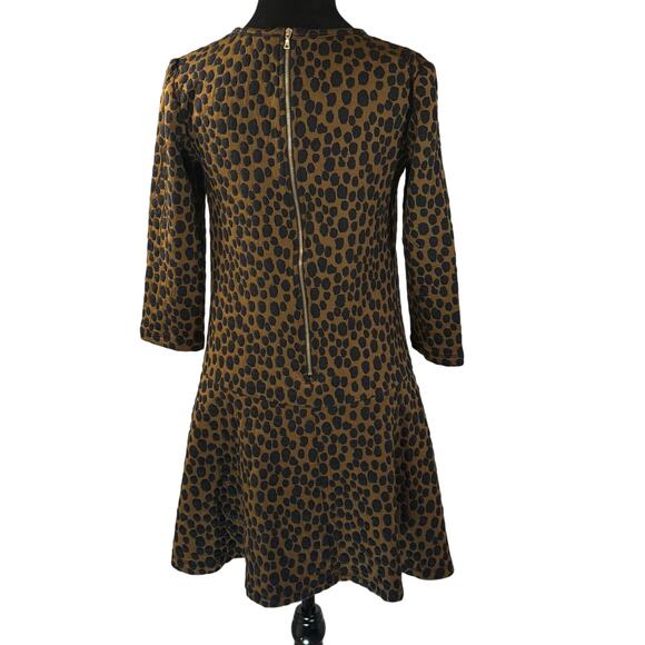Ann Taylor LOFT Leopard Print Dress XS Jacquard Drop Waist Flare - Picture 3 of 11